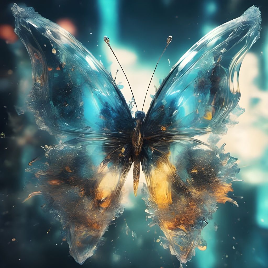 Fragile Butterfly Shattering into Ice Shards