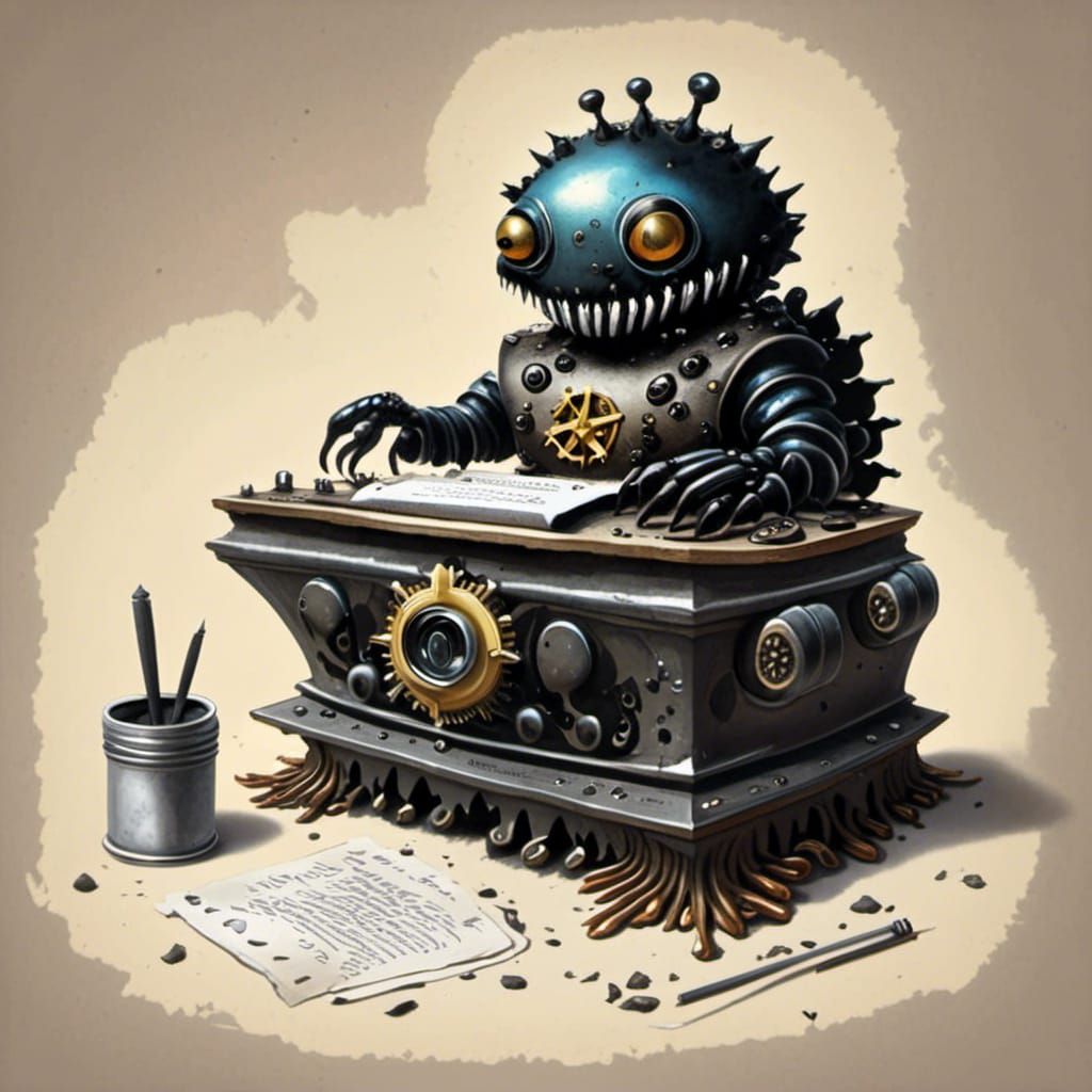 <lora:Ferrofluid Factory:1.0> Paper shredder 
Jammed with pa...