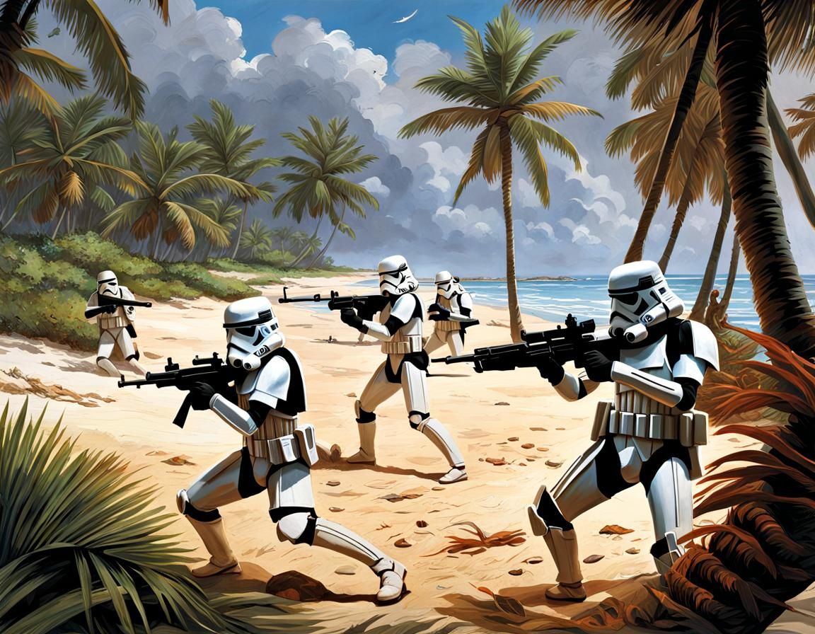Imperial Shore Troopers Battle on Scarif Beach