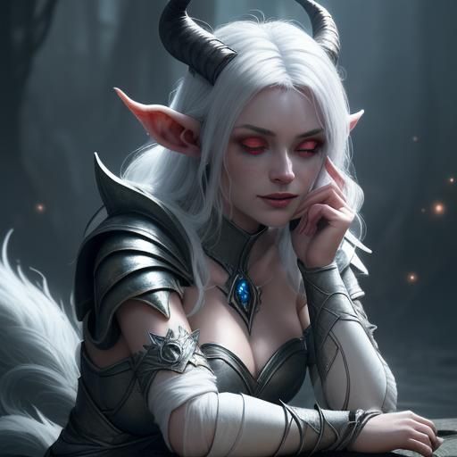 Tiefling Resting, High Fantasy Concept Art