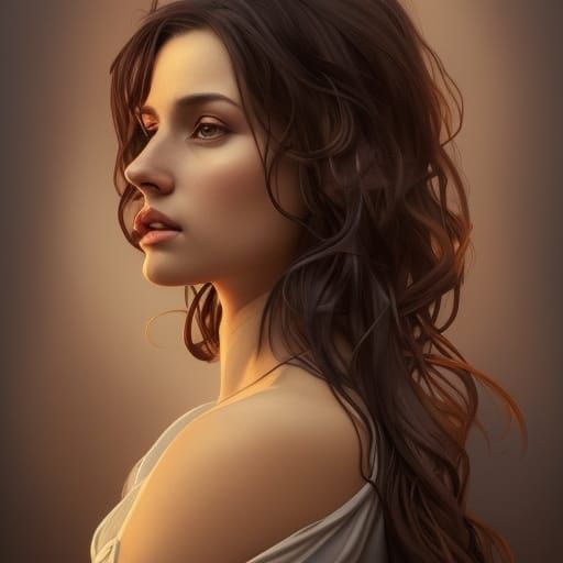Beautiful Girl Portrait in Art Nouveau Style