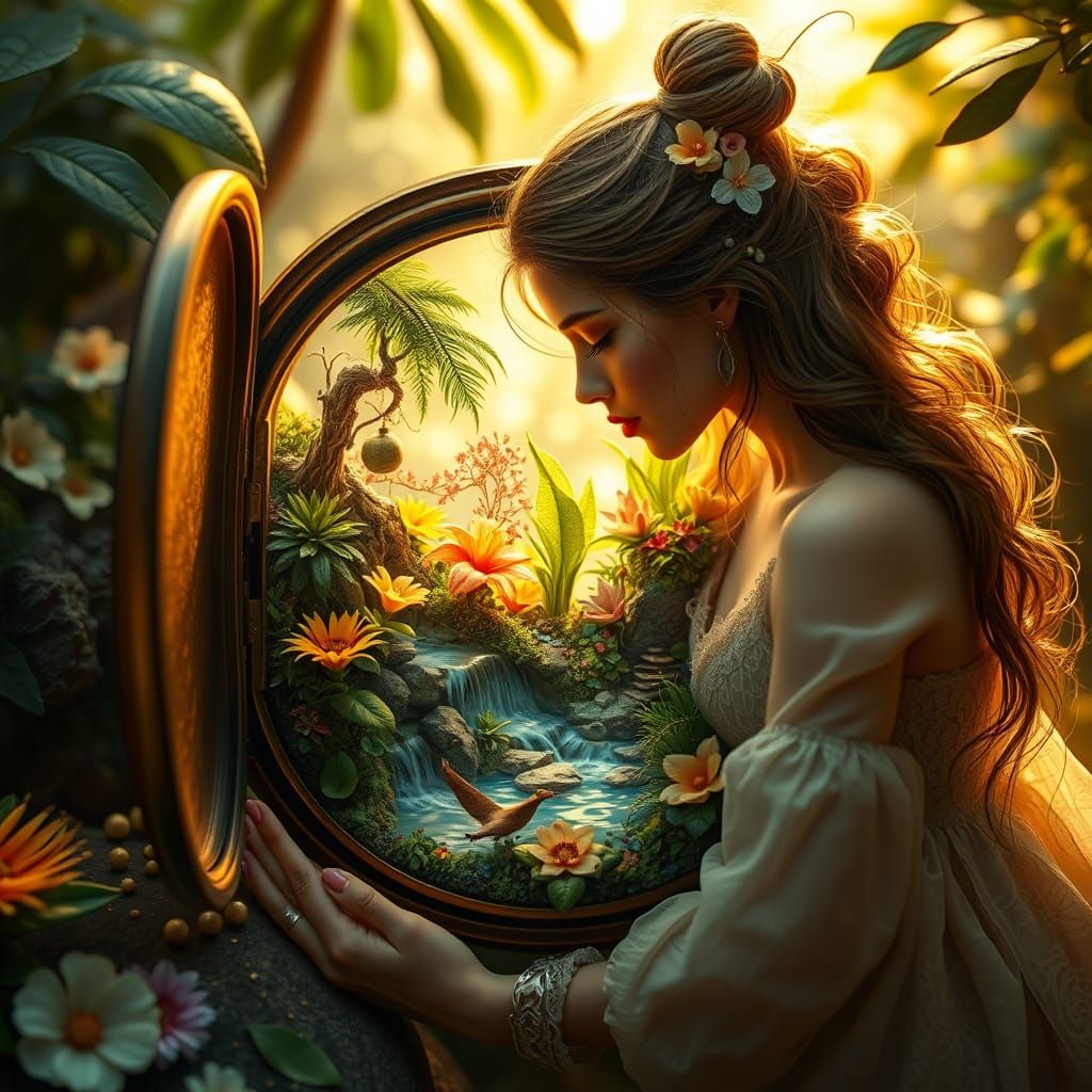 Miniature Jungle in Antique Pocket Watch