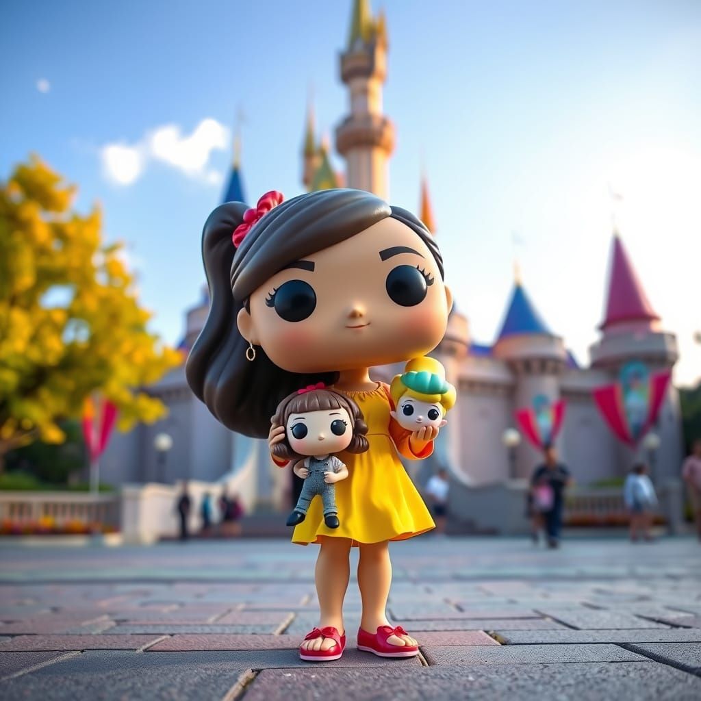 funko pop figure girl with the labubbu doll at disneyland ko...