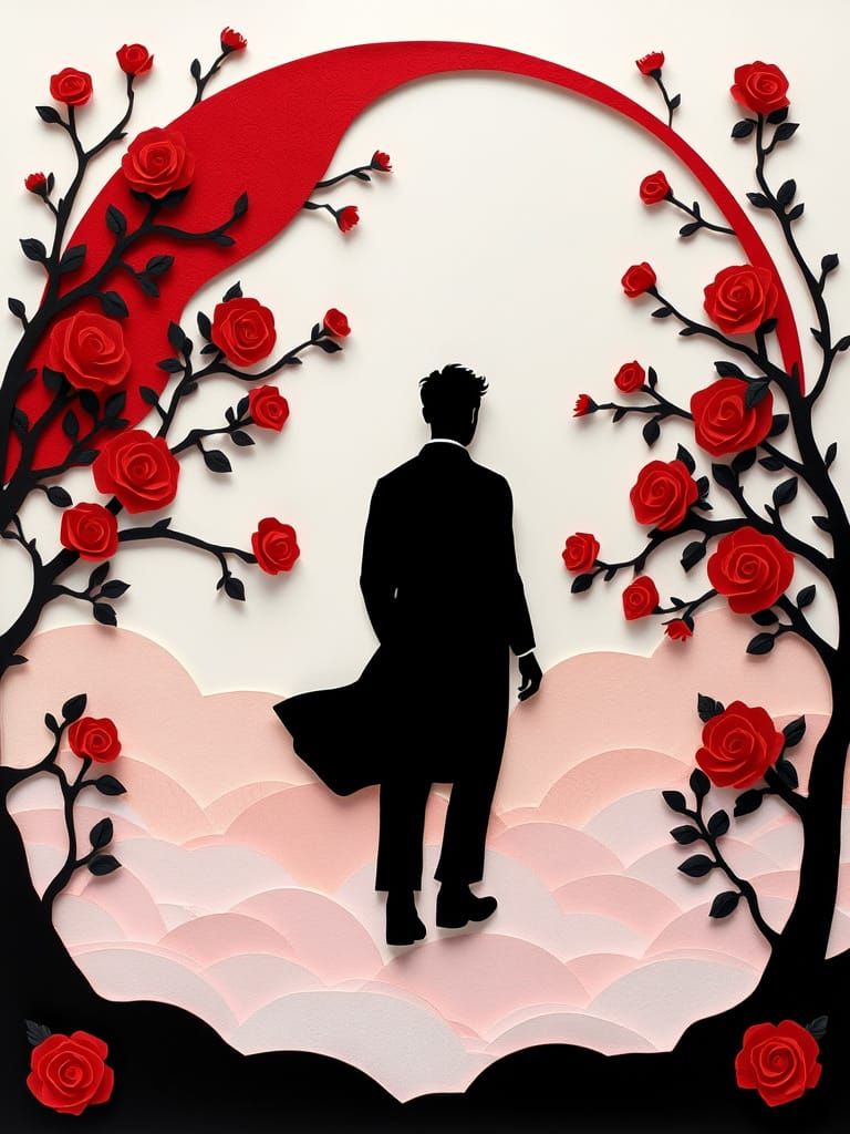 Elegant Surrealism in Cut-Paper Style