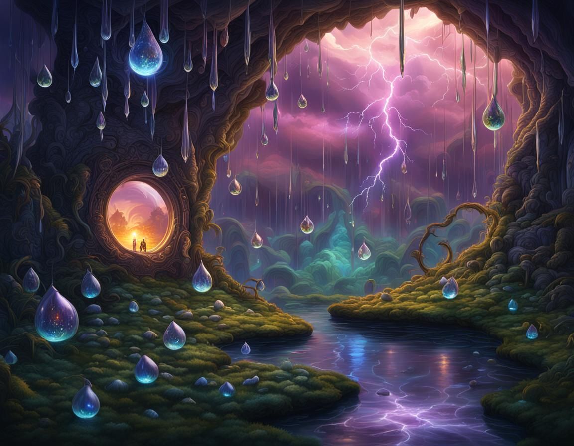 Fantastical Kingdoms Inside Dew Drops: Matte Painting
