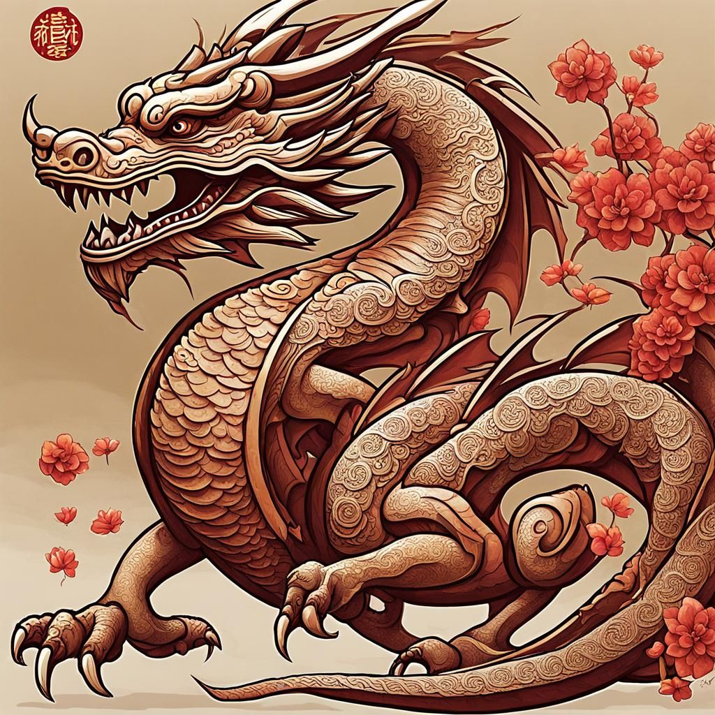 Chinese New Year 2024, Wooden Dragon, ugly, tiling, poorly drawn hands, poorly drawn feet, poorly drawn face, out of fra...