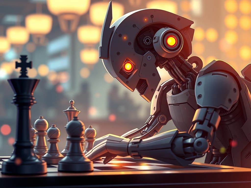 Steampunk Automaton Chess Player in Anime Style