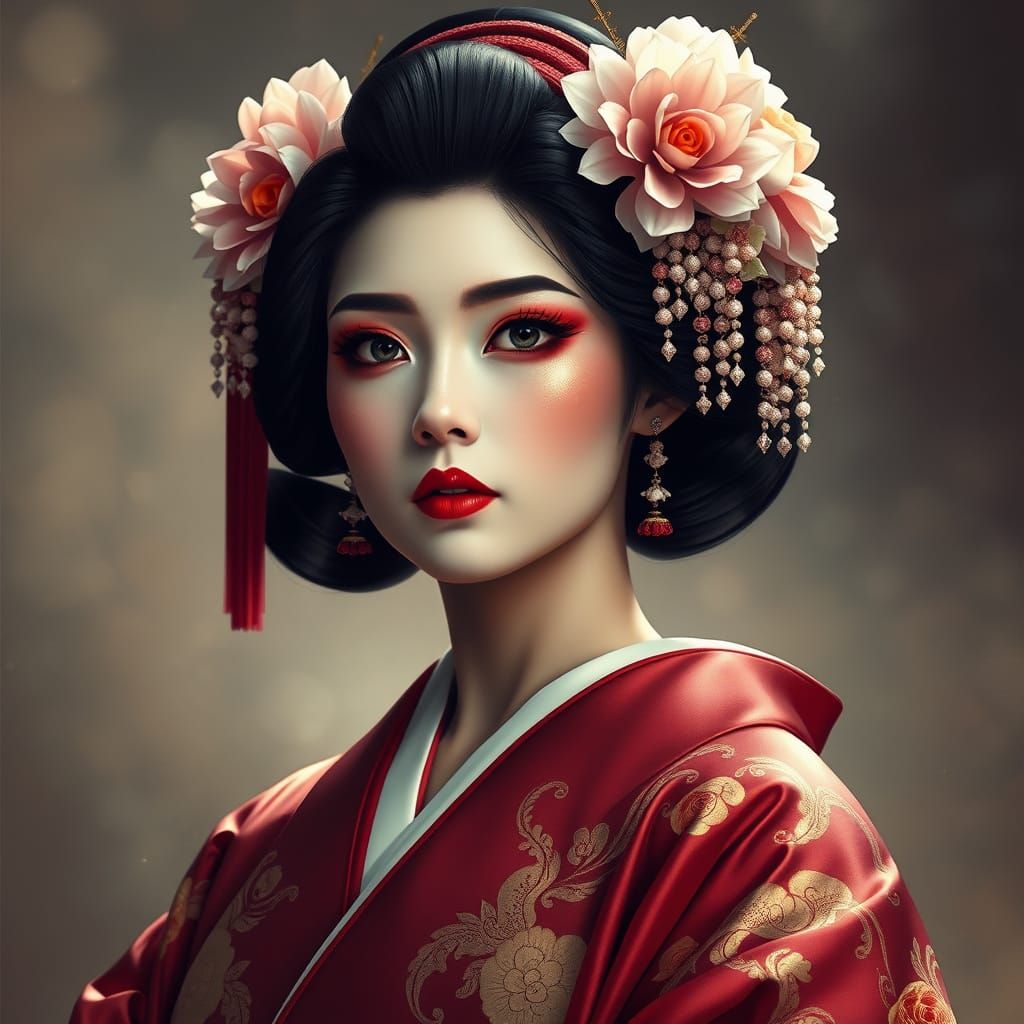 Stunning Geisha in Traditional Wedding Attire
