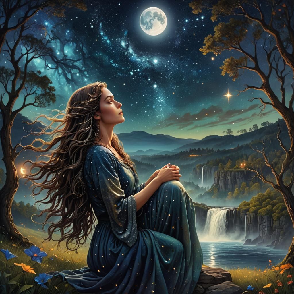 Magical Starry Night Sky Over Dream Field