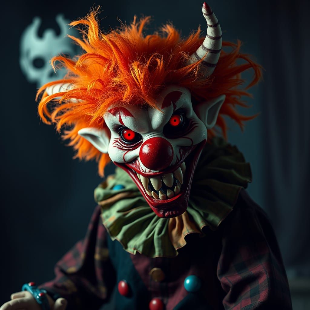 Demonic Clown Muppet in Dark Fantasy Style