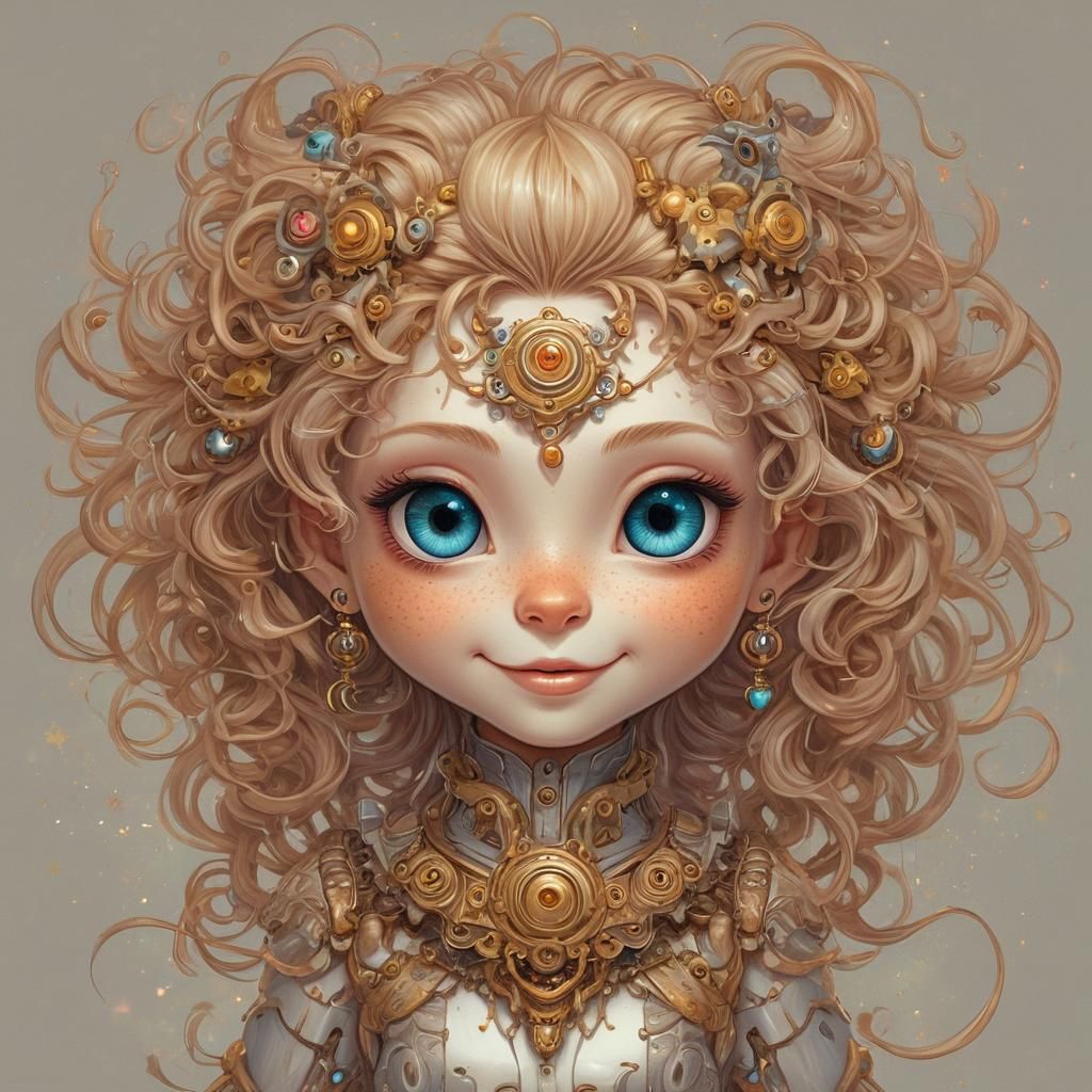 Steampunk Character with Starry Eyes and Freckles