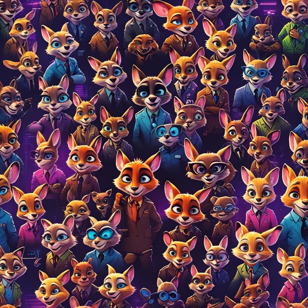 Zootropolis in Synthwave Neon Retro Style