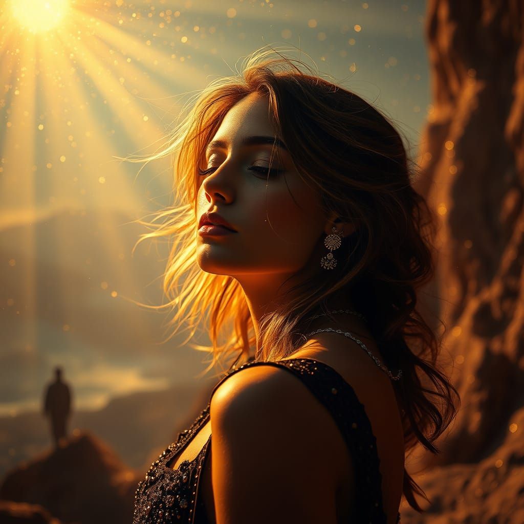 Golden Light Illuminates Surreal Landscape in 3D