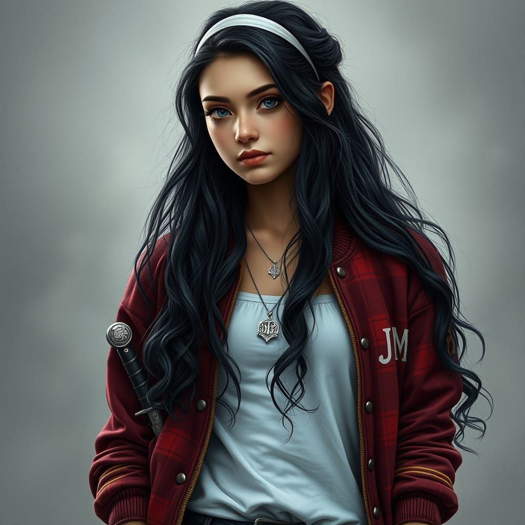 Ethereal Teen Girl with Mystical Aura and Norse-Inspired Att...