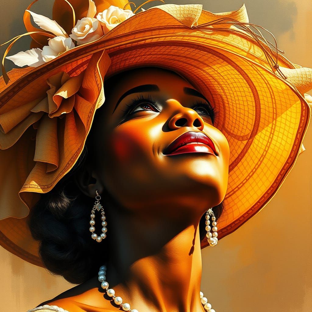 Elegant Black Woman Contemplating Celestial Wonders in Chiar...