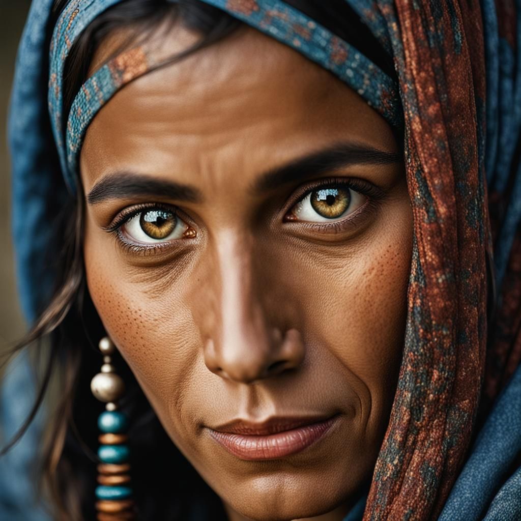 Modern Gypsy Woman Portrait in Professional Photography Styl...