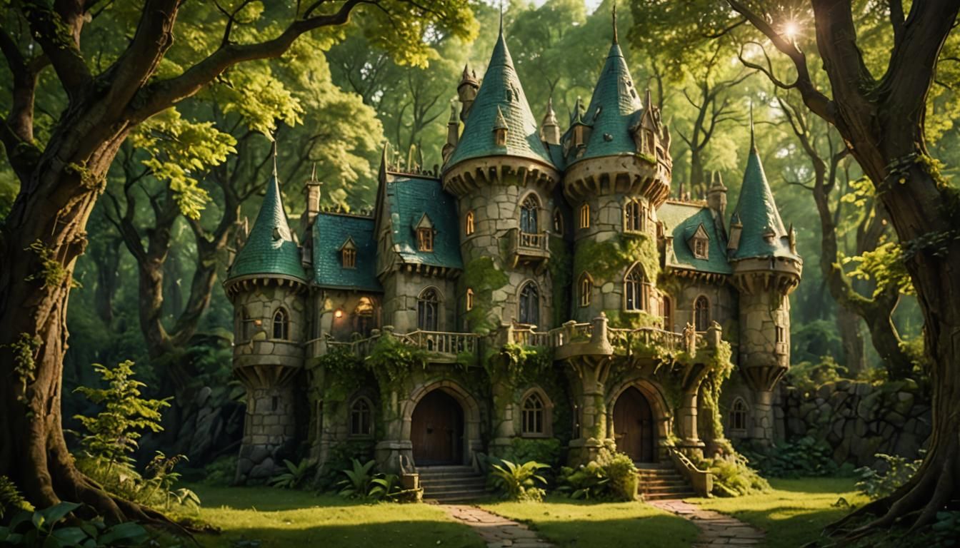 Enchanting Elven Castle in Mystical Woodland