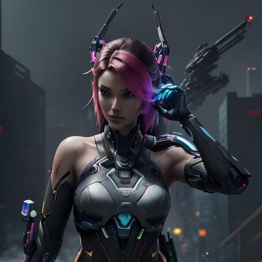 Nintendo Switch as Anime Girl in Cyberpunk Style