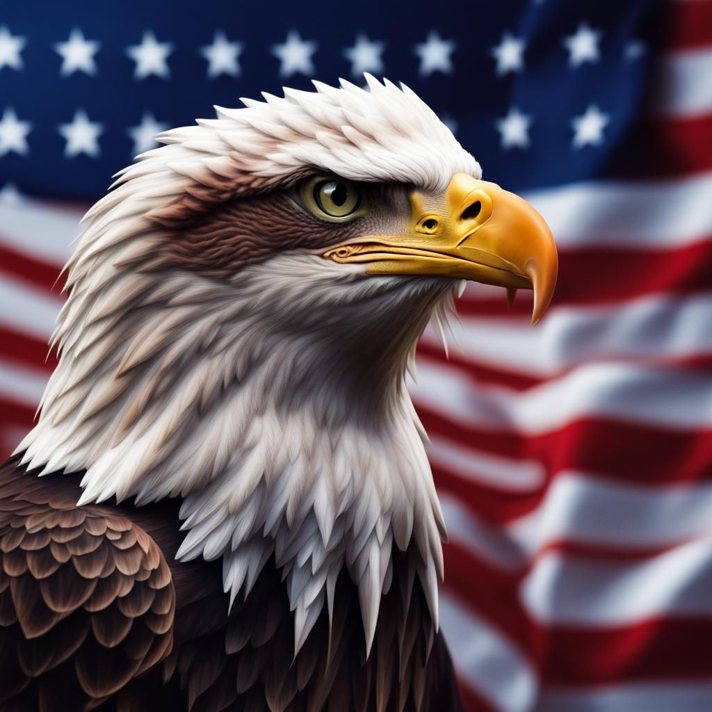 Bald Eagle and American Flag in American Realism