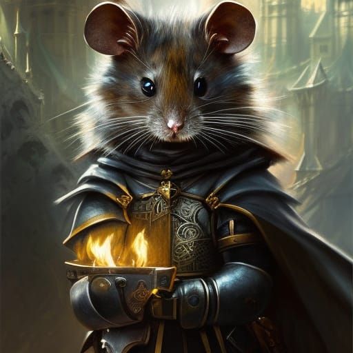 Chibi Mouse Knight Portrait in Dieselpunk Style
