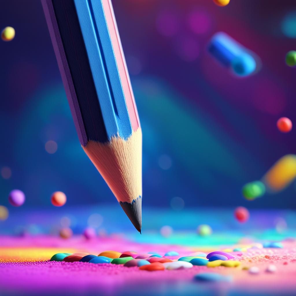 Eraser Follows Pencil in Vibrant 3D Rendering