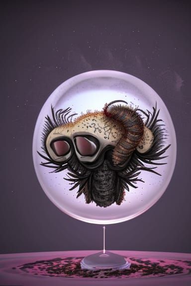 Grotesque Vaporwave Skull Snowglobe: Photorealistic Concept ...