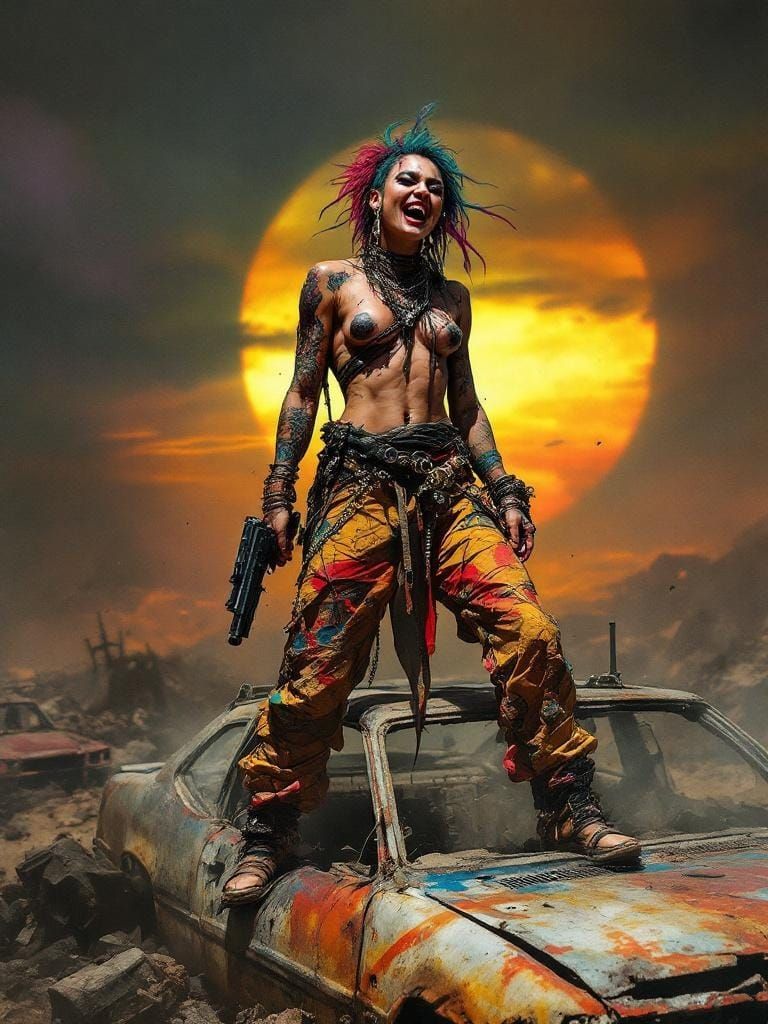 Post-Apocalyptic Survivor in Matte Oil Painting Style