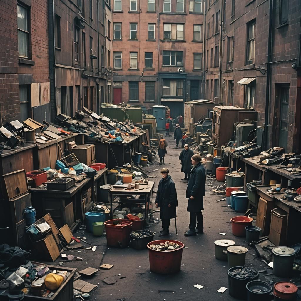 Dramatic Glasgow Slum Scene in Cinematic Style