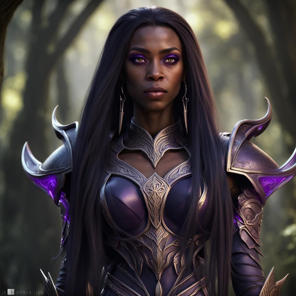 Black Haired Elf with Purple Eyes