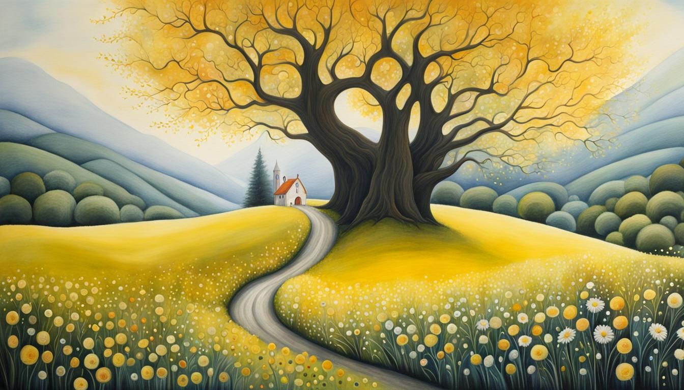 Riding High: Whimsical Watercolor Wagon Scene