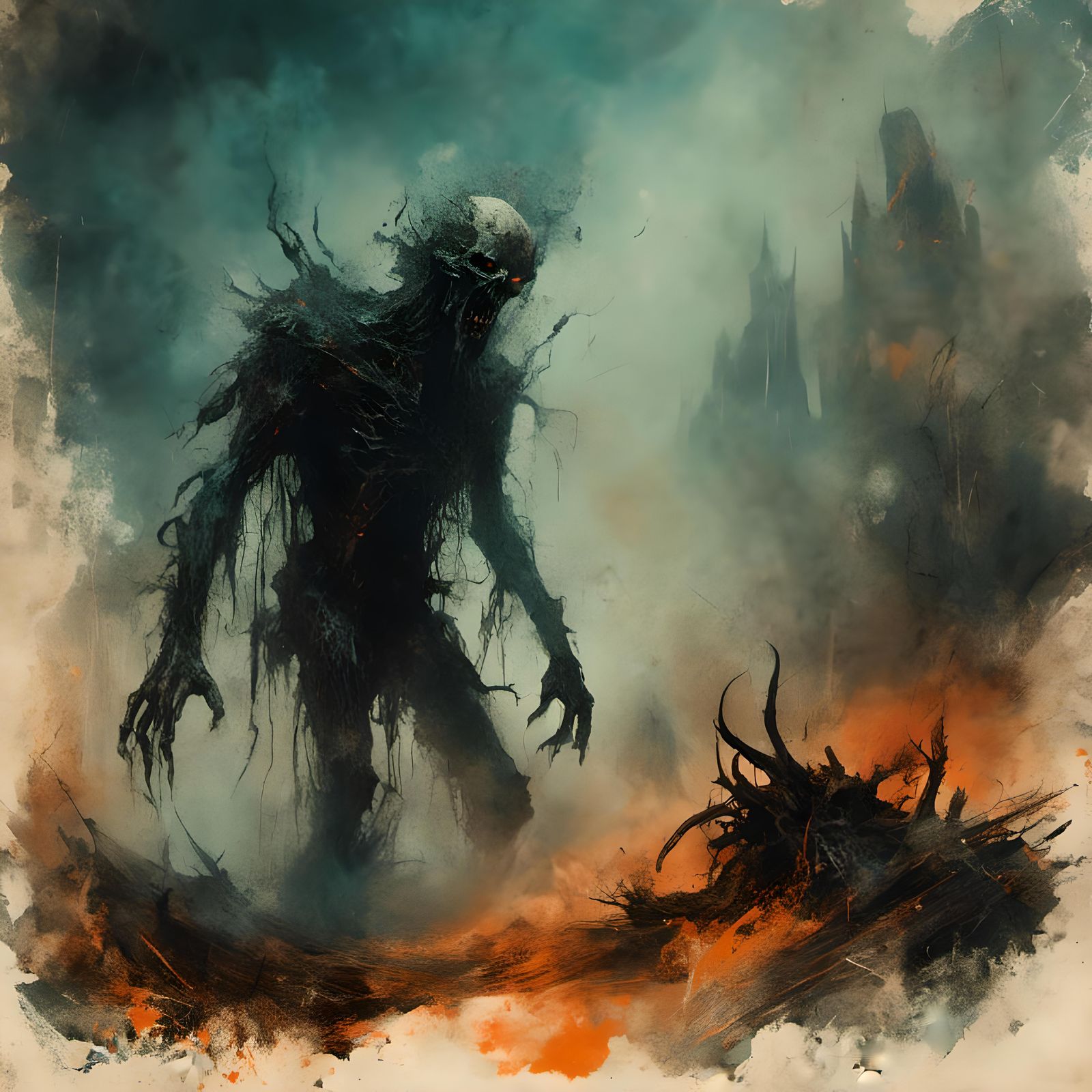 Sinister Demon Book Page in Eerie Magazine Style