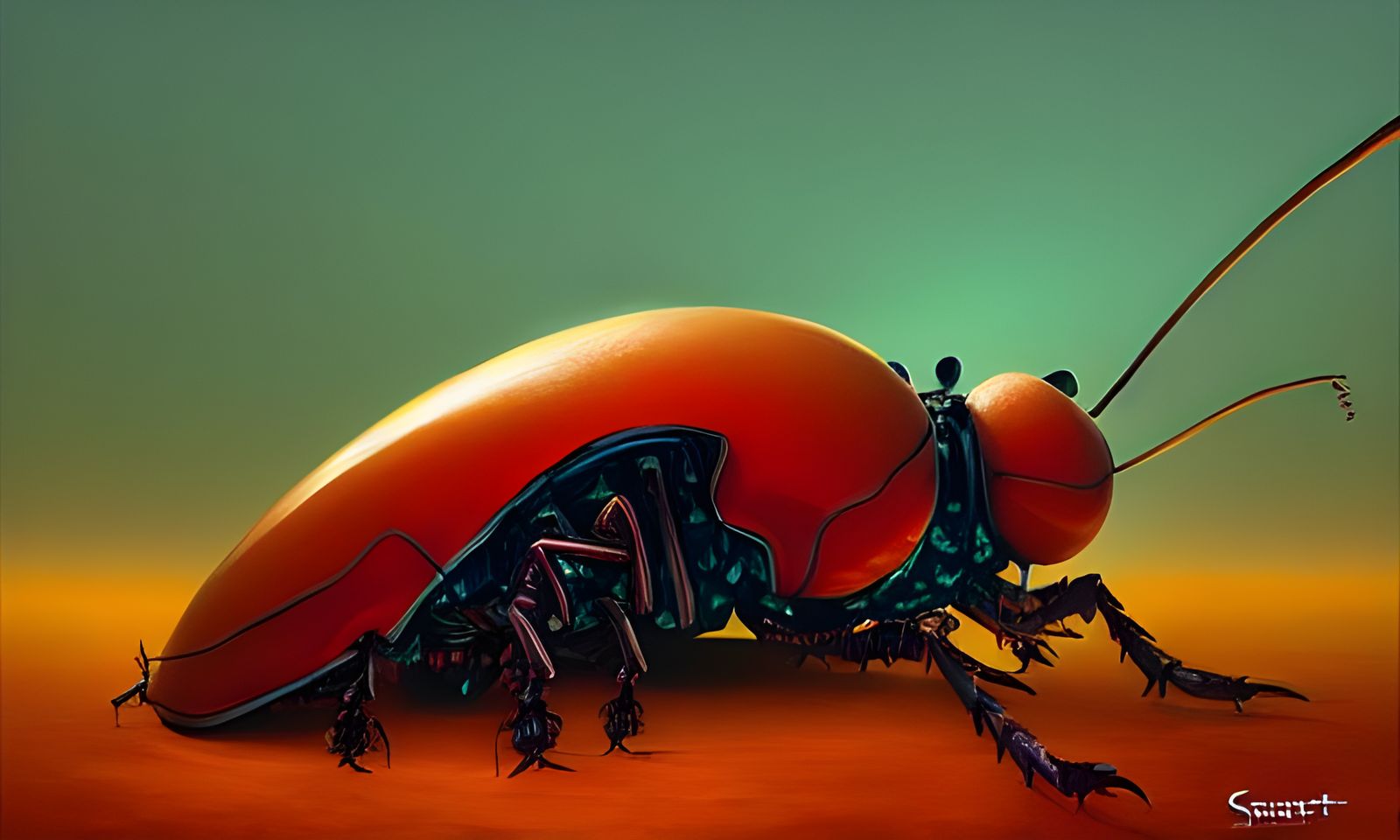 Obese Cyber Bug in Sci-Fi Surreal Style