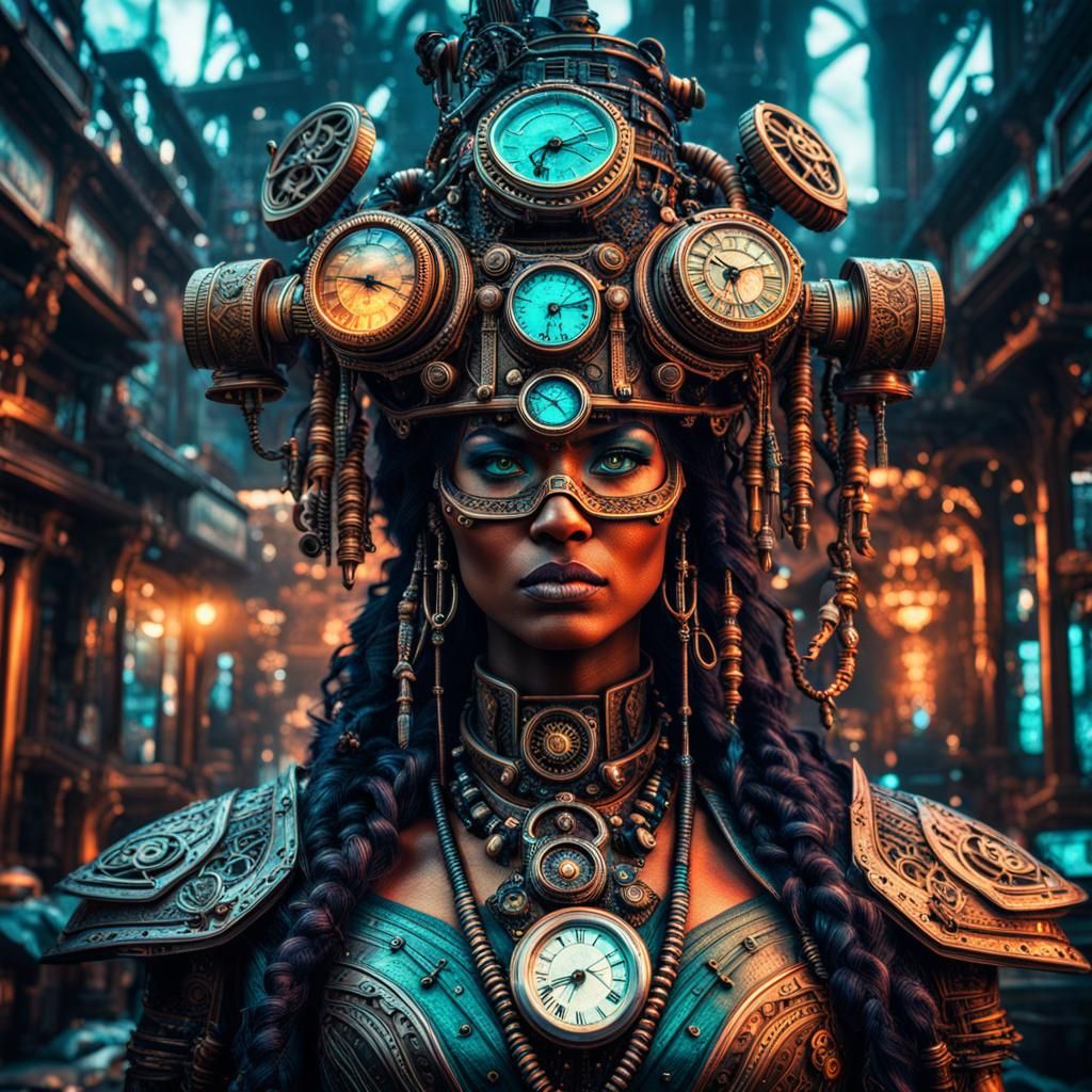 Retro Steampunk Avatar in Retrowave Style