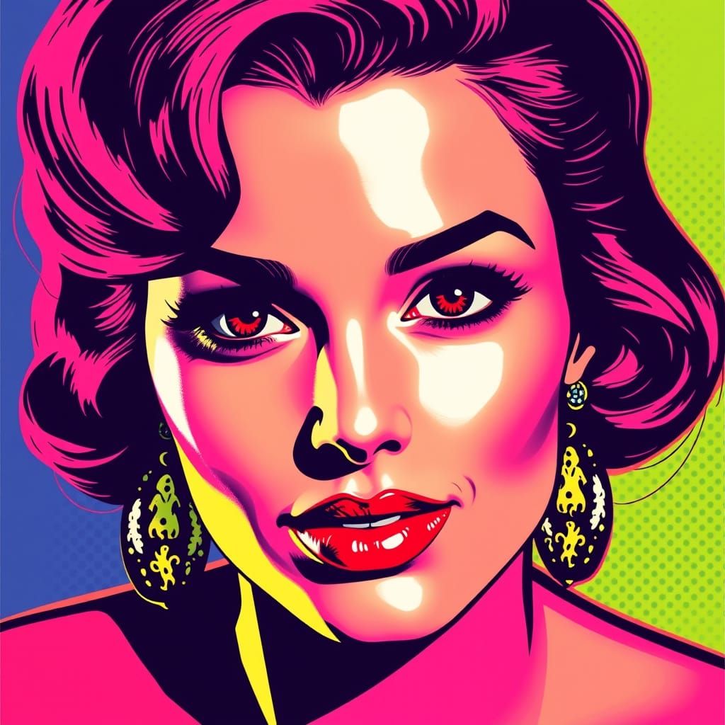 Vibrant Pop Art Woman's Face Portrait