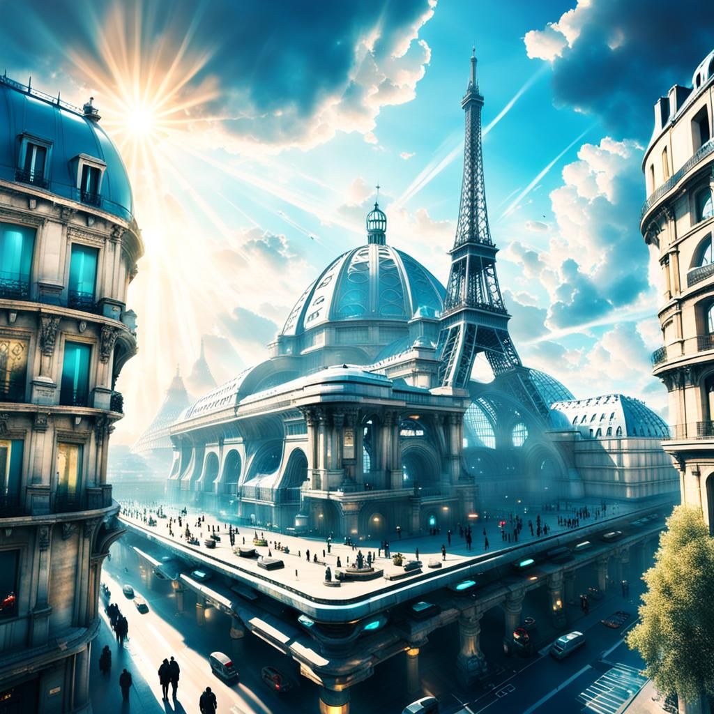 Cyberpunk Paris in Divine Light