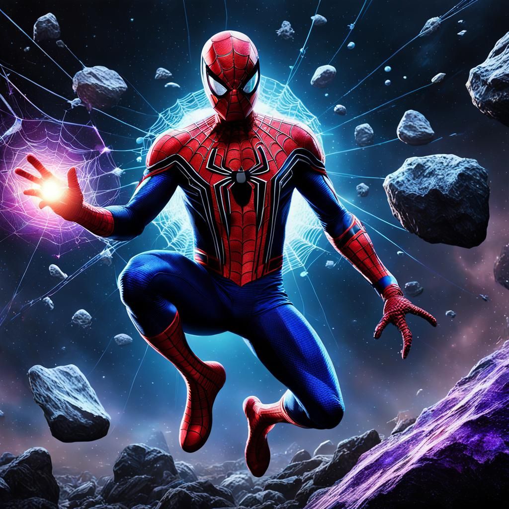 Cosmic Spider-Man Leaps Through Asteroid Field