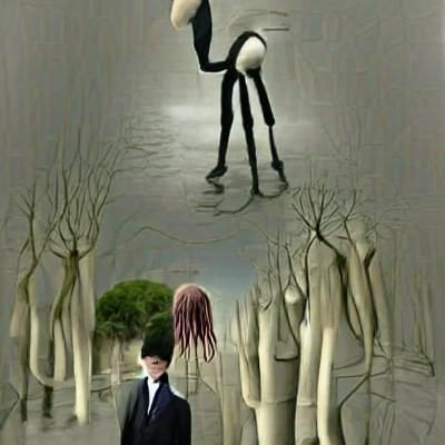 Eerie Slenderman Figure in Dark Woods