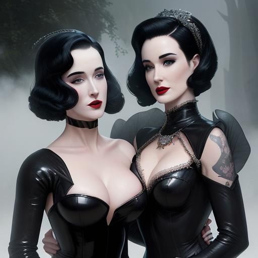 Robyn Dominique and Dita Von Teese in Leather