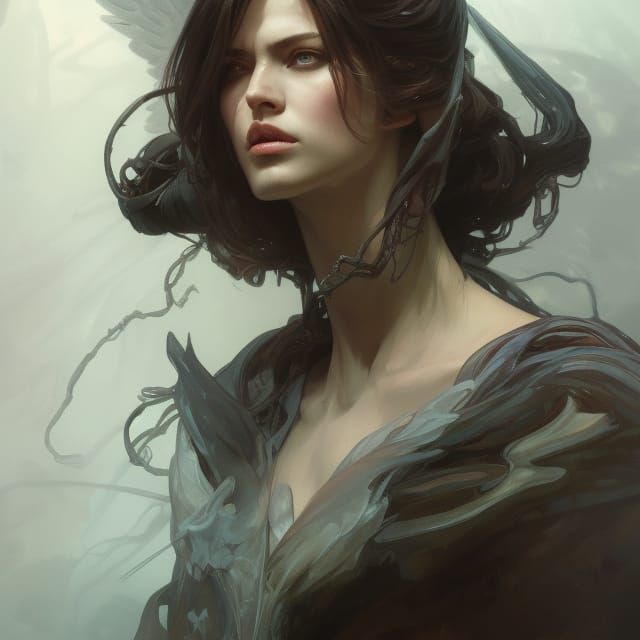 Angel of Death Portrait in Art Nouveau Style