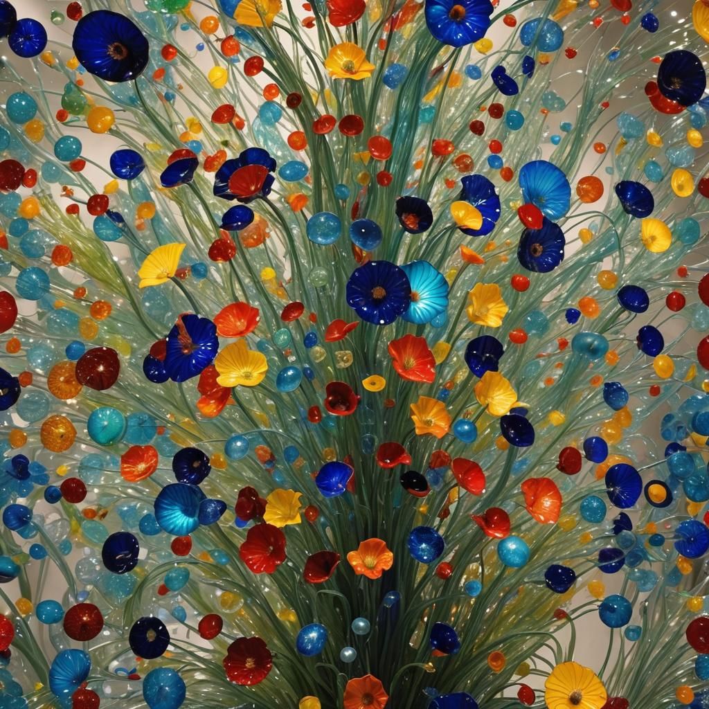 Colorful Chihuly-Inspired Glass Sculpture