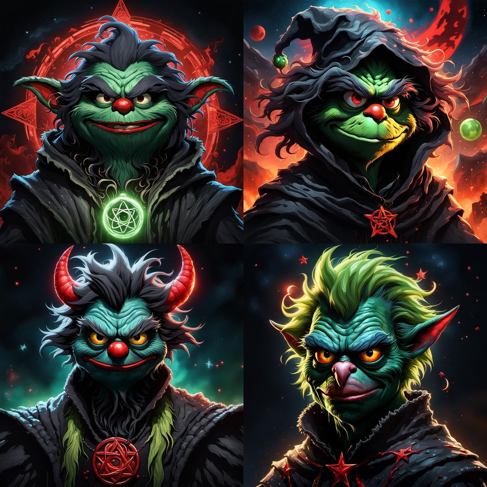 Demonic Bioluminescent Muppet Portrait in Hyperdetailed Styl...