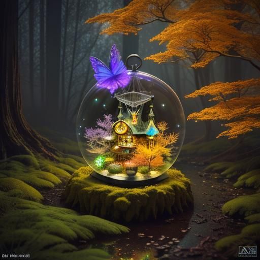 Bioluminescent Fairies in an Antique Cuckoo Clock