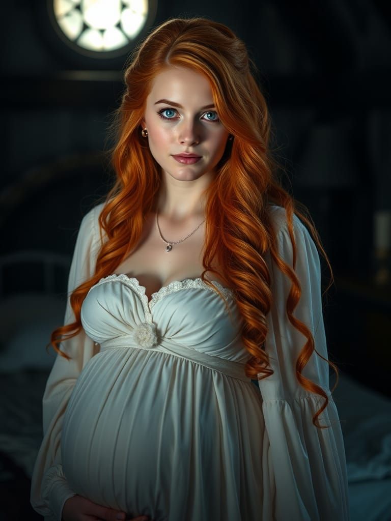 Pregnant Medieval Princess Under Moonlight