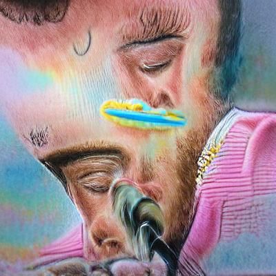 Mac Miller Plays Piano in Heaven, Pastel Art