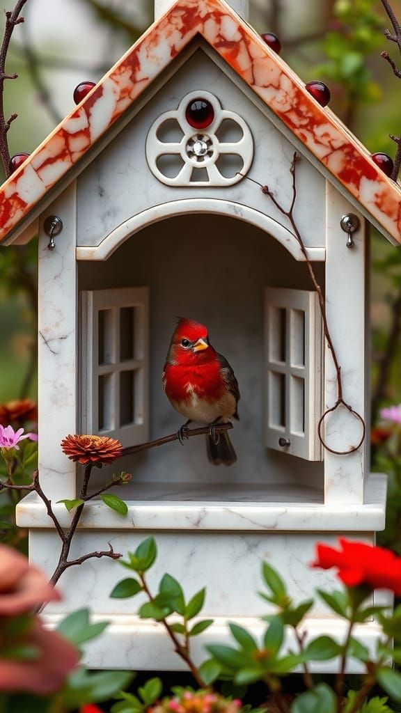 Bird In A Marble Birdhouse