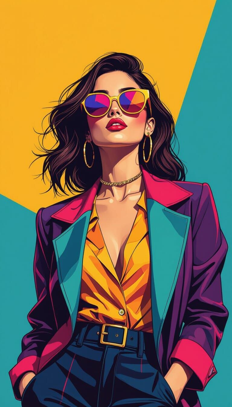 Trendy Woman in Sunglasses: Editorial Illustration