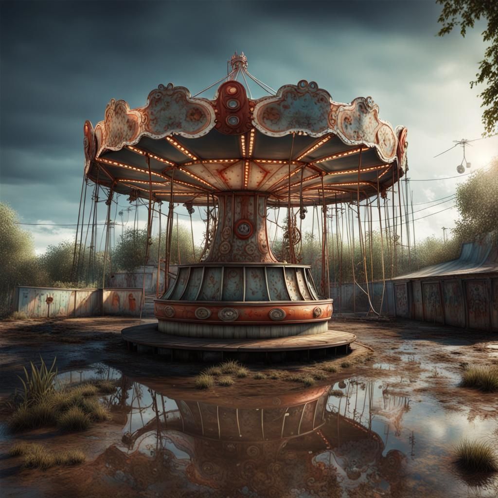 Haunted Fairground: Photorealistic Abandoned Scene