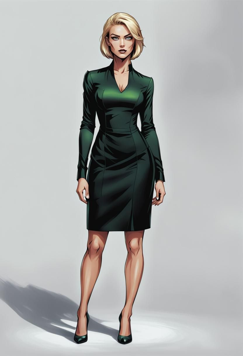 Blonde Girl with Bob Haircut in Comic Book Style