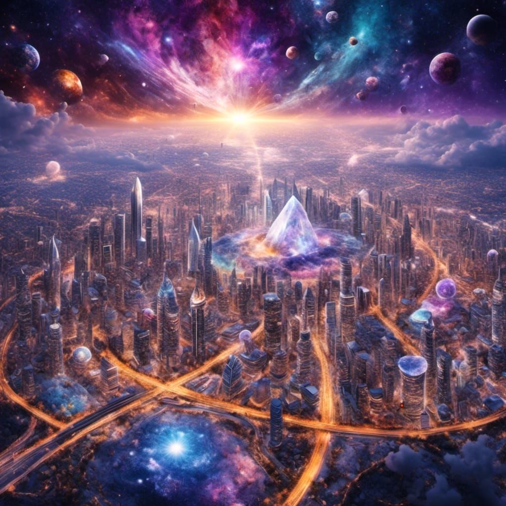 Surreal Marble Cuttlefish Spiraling into Gemstone City