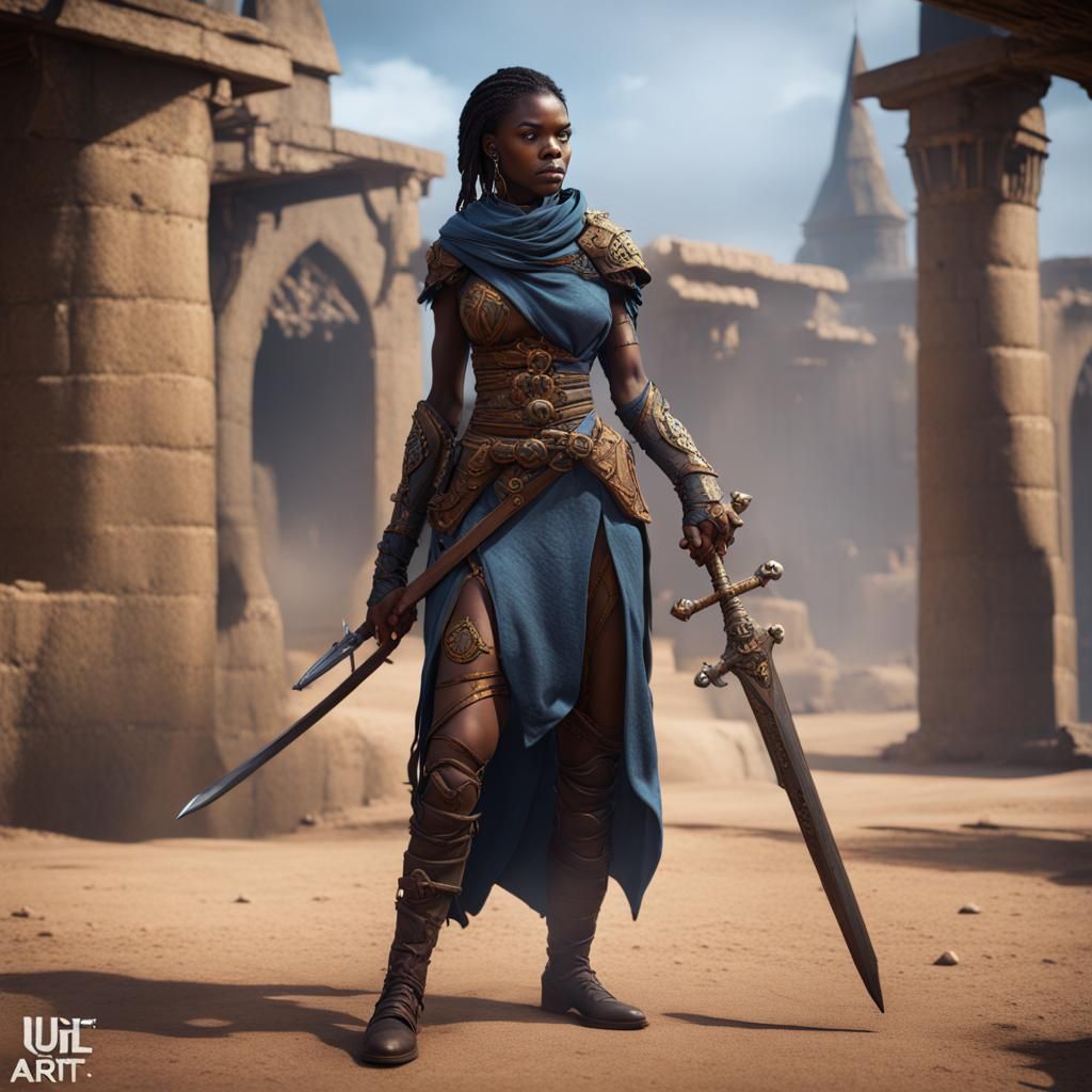 Medieval African Female Assassin in Detailed Matte Painting